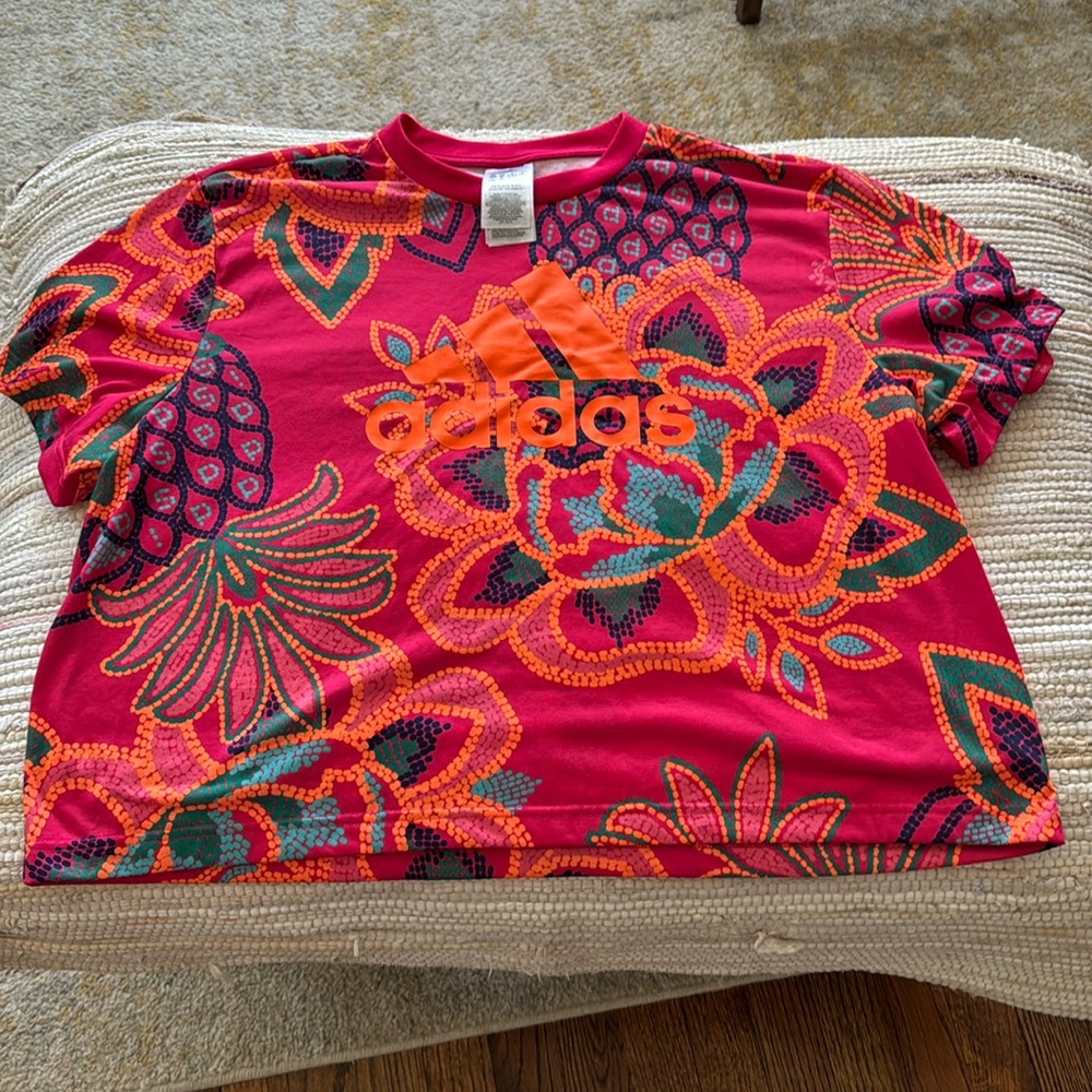 Farm Rio Adidas crop tee shirt